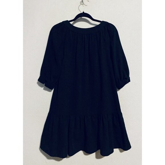 Zara Dress Womens Small Black Puff Sleeve Ruffle Hem Midi Wool Blend Minimalist - Picture 4 of 6